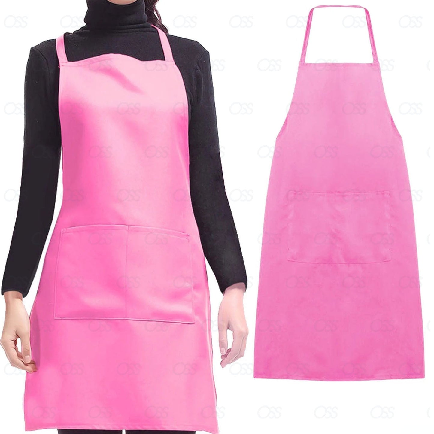 New Plain Unisex Cooking Catering Work Apron Tabard with Twin Double Pocket UK