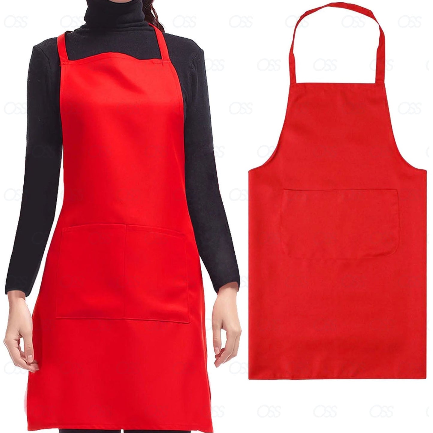 New Plain Unisex Cooking Catering Work Apron Tabard with Twin Double Pocket UK