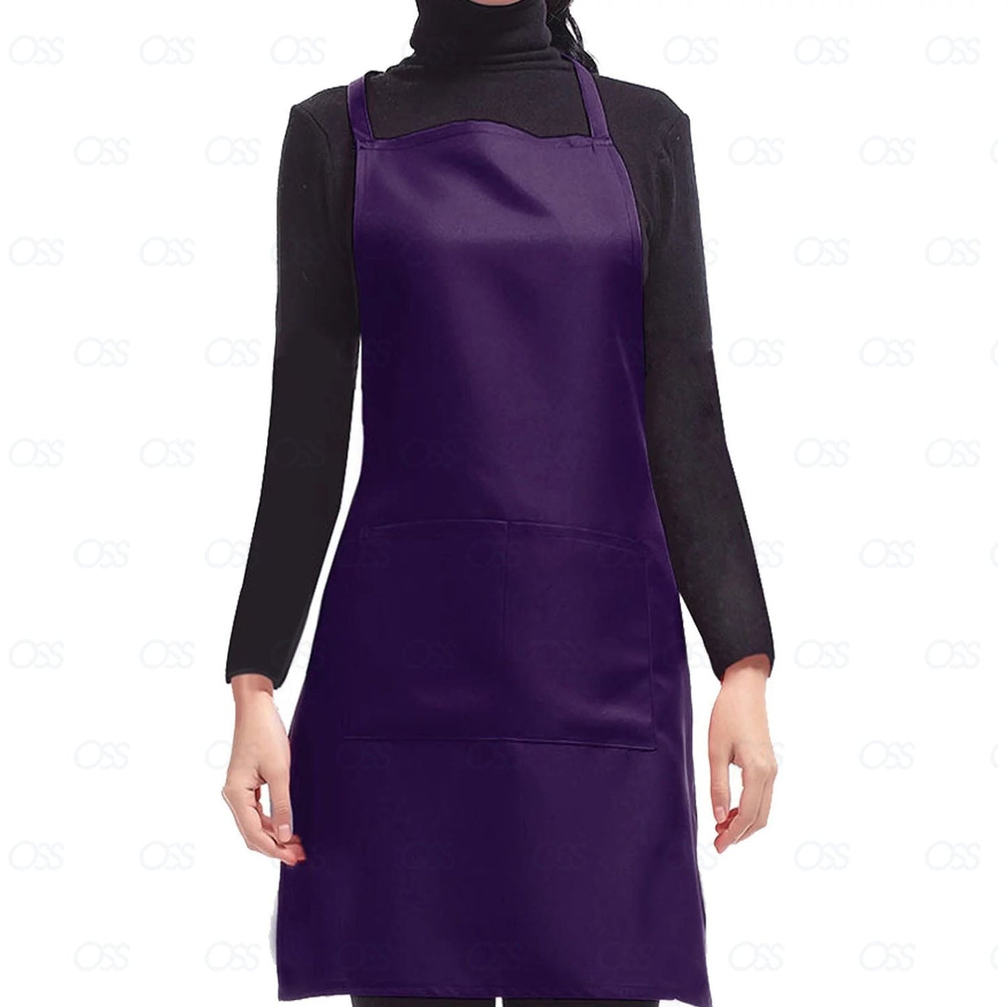 New Plain Unisex Cooking Catering Work Apron Tabard with Twin Double Pocket UK