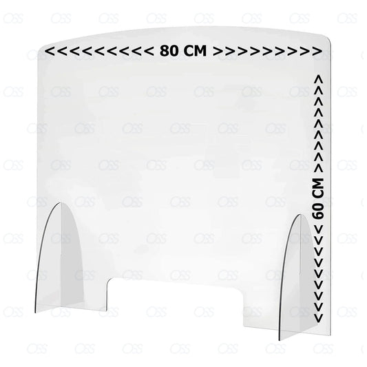 Perspex Screen Sneeze Guard Counter Plexiglass Protection Protective Shield, Screen: 6mm, Support Legs, Size: 80 x 60 cm (WxH)