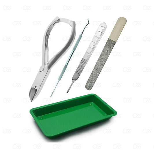 Podiatry Instrument – 5 Piece Chiropodist Tools Kit with Nail Nipper, Blacks File, Diamond Deb Dresser and Scalpel Blade Handle Sterilisation Tray - German Forged Implements for Podiatry Care - Hospital Grade