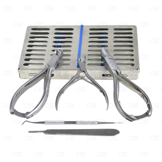 Podiatry Instrument – 6 Piece Chiropodist Tools Kit with Nail Nipper, Blacks File, Diamond Deb Dresser and Scalpel Blade Handle Sterilisation Tray - German Forged Implements for Podiatry Care - Hospital Grade