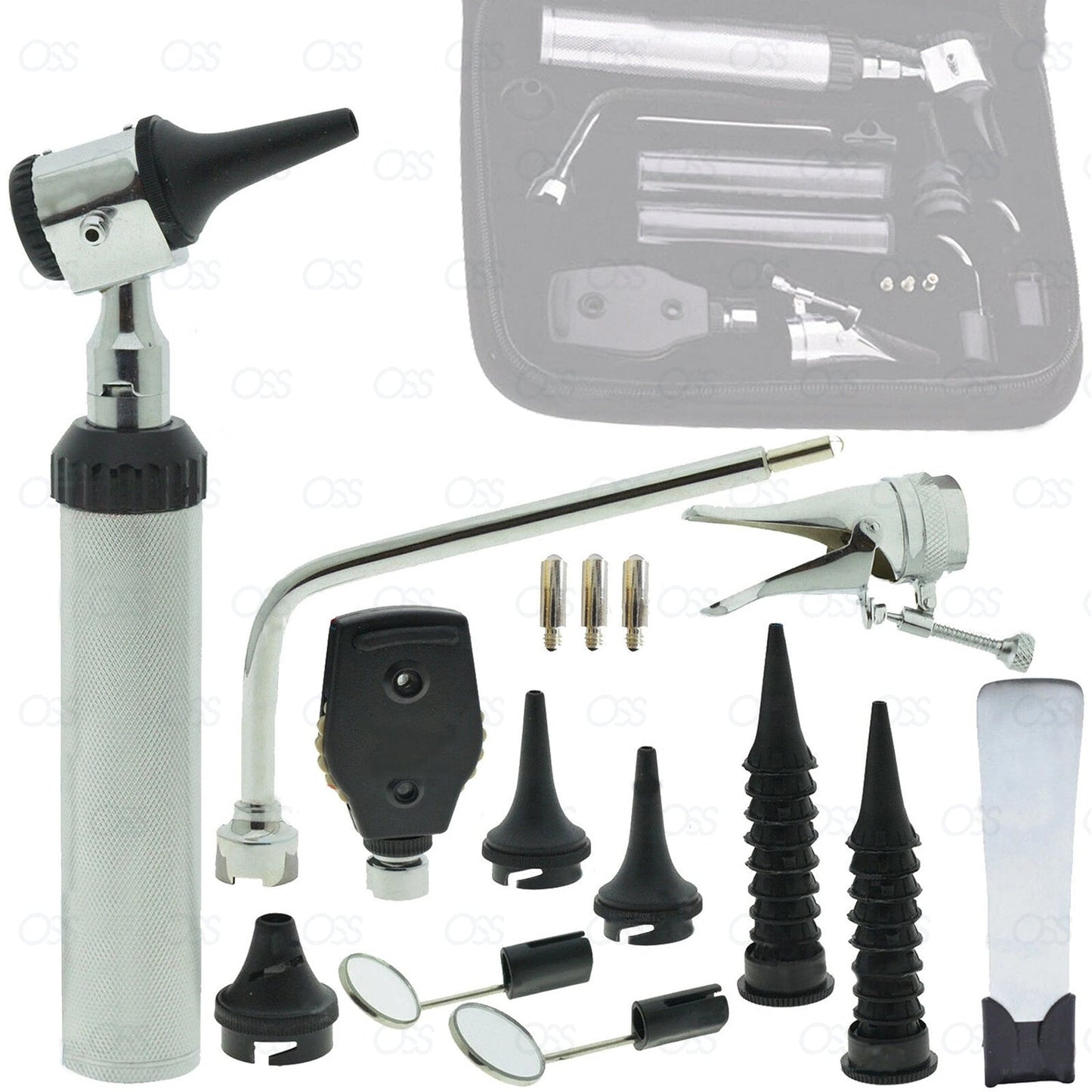 HUMAN & VETERINARY ENT Medical Otoscope Opthalmoscope SET Diagnostic Kit LED