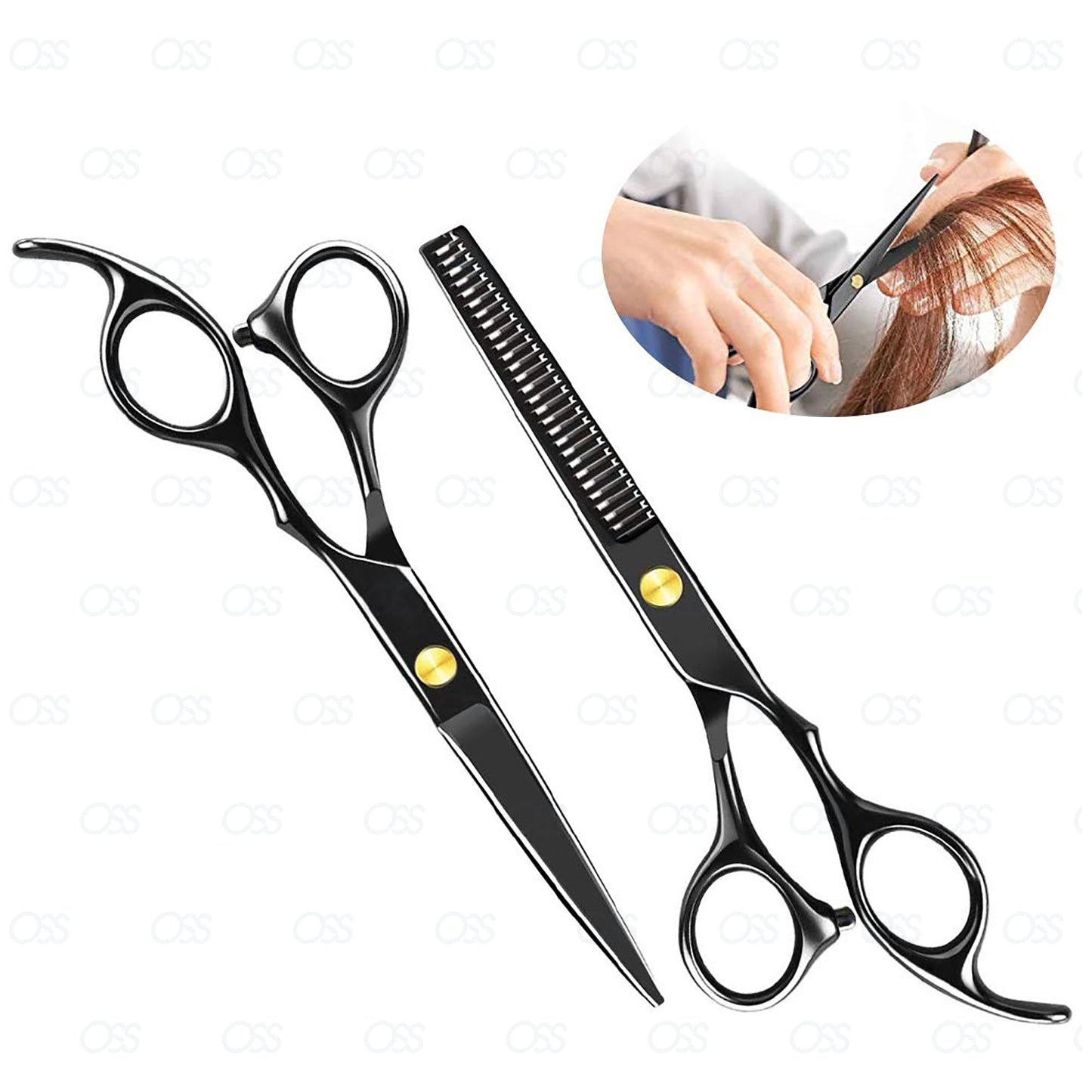 Professional Hairdressing Straight Scissors Hair Cutting Scissors Shears for Barber Salon - 6" Overall Length with Adjustment Tension Screw 100% Stainless Steel