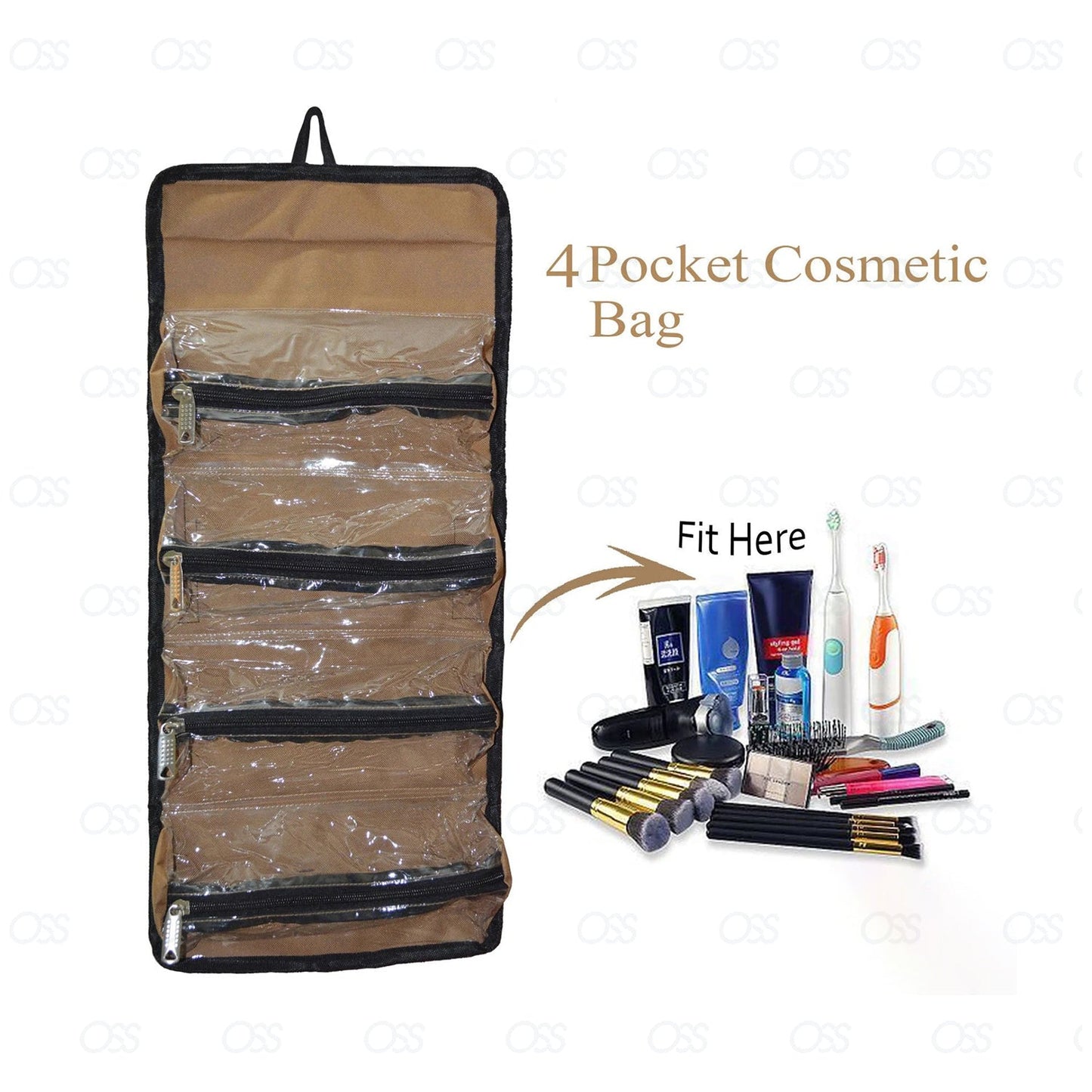 Roll-up Cosmetic Makeup Case Organizer Pouch Hanging Toiletry Jewellery Wash Bag