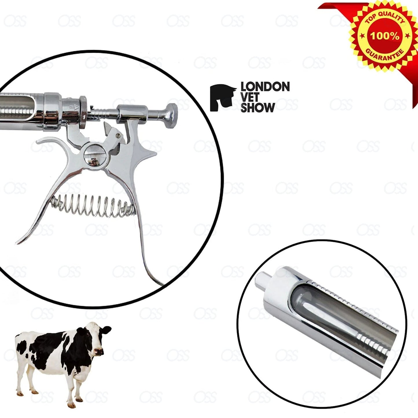 Roux Revolver Syringe Veterinary Instrument Tool Stainless Steel 50/30ml New