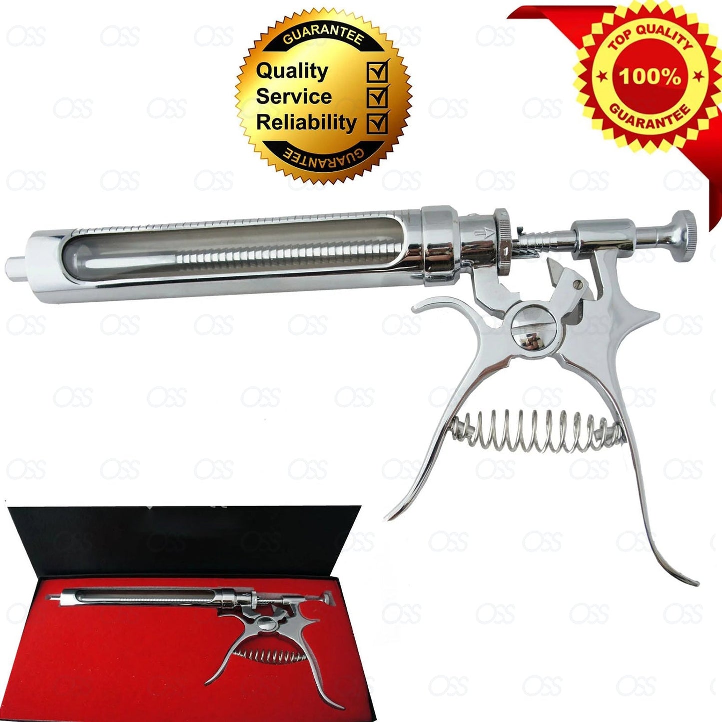 Roux Revolver Syringe Veterinary Instrument Tool Stainless Steel 50/30ml New