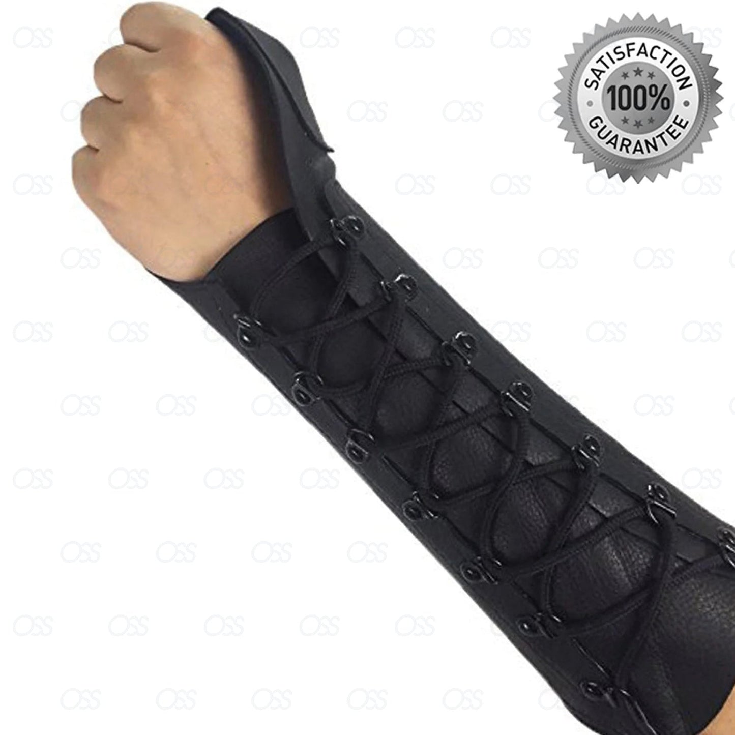 SHOOTING ARM GUARD MADE WITH BLACK COW LEATHER ARCHERY PRODUCTS AG8400 L-HAND.