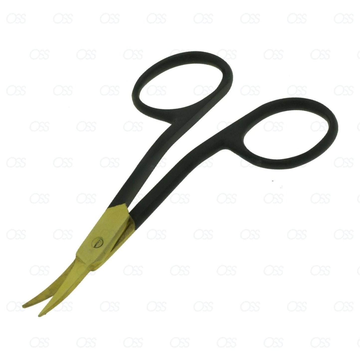 SUPER SHARP CURVED EDGE CUTICLE NAIL SCISSORS ARROW POINT BLACK GOLD STEEL