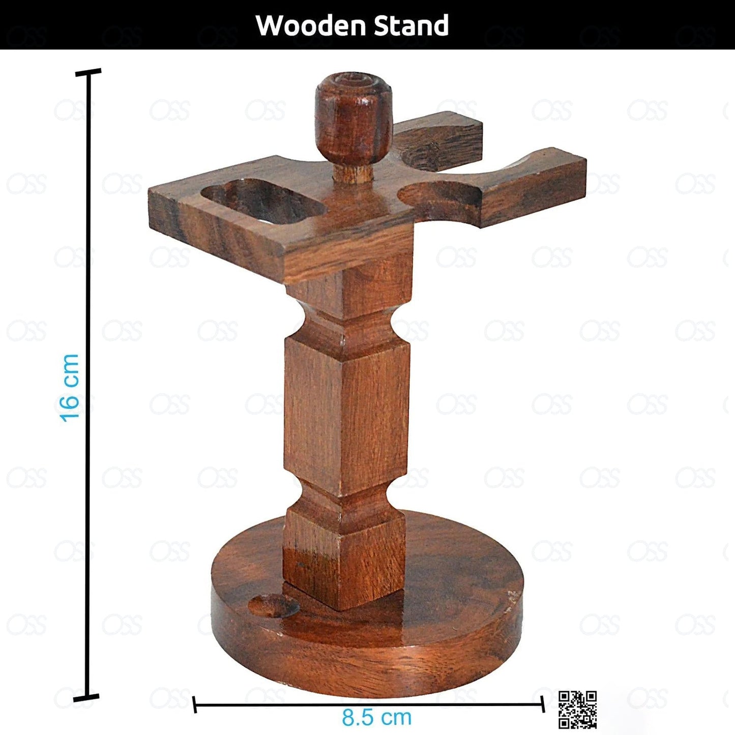 Shaving Brush Stand - Walnut Finish - Wooden Shaving Stand - for Safety Razor - Shaving Razor - and Shaving Brush