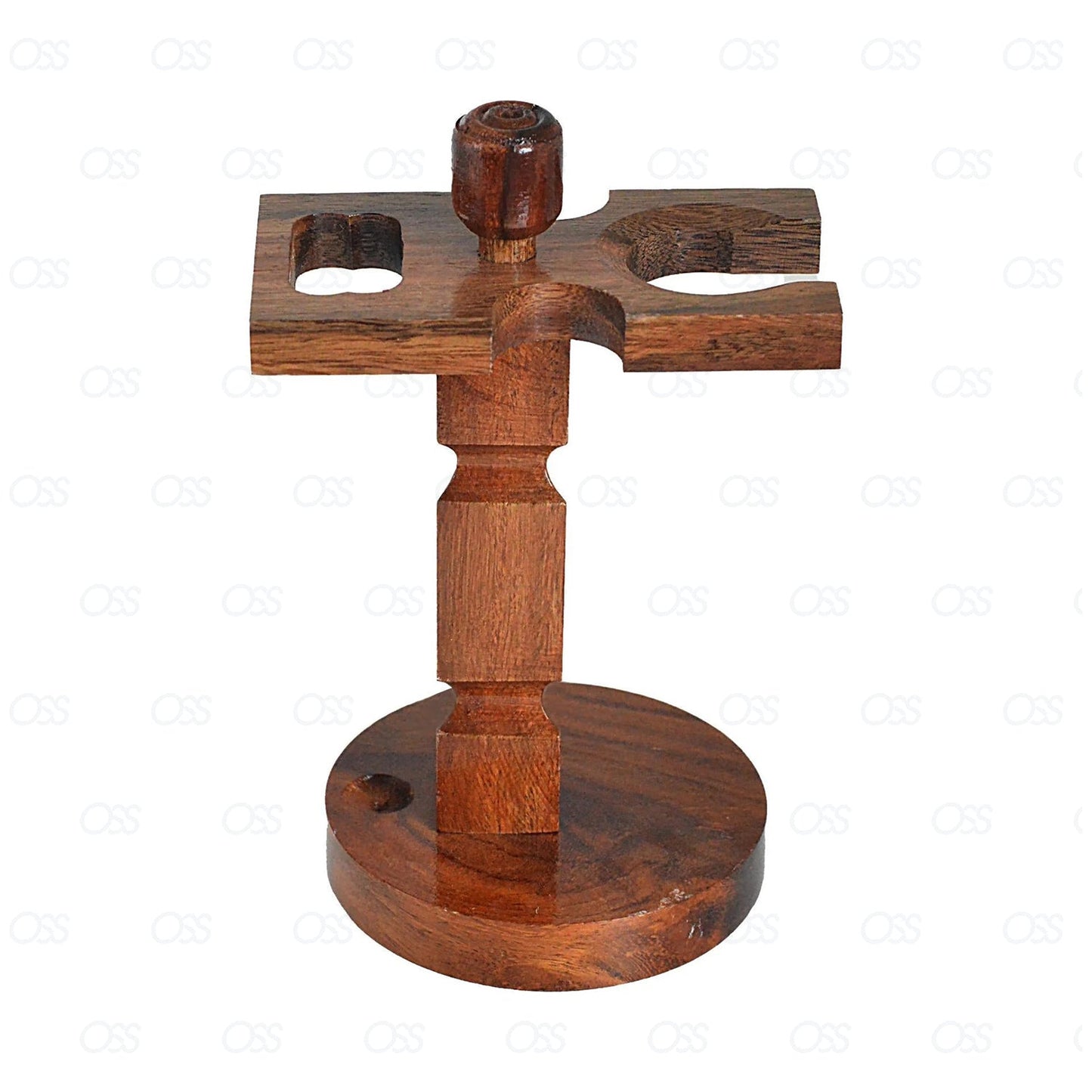 Shaving Brush Stand - Walnut Finish - Wooden Shaving Stand - for Safety Razor - Shaving Razor - and Shaving Brush