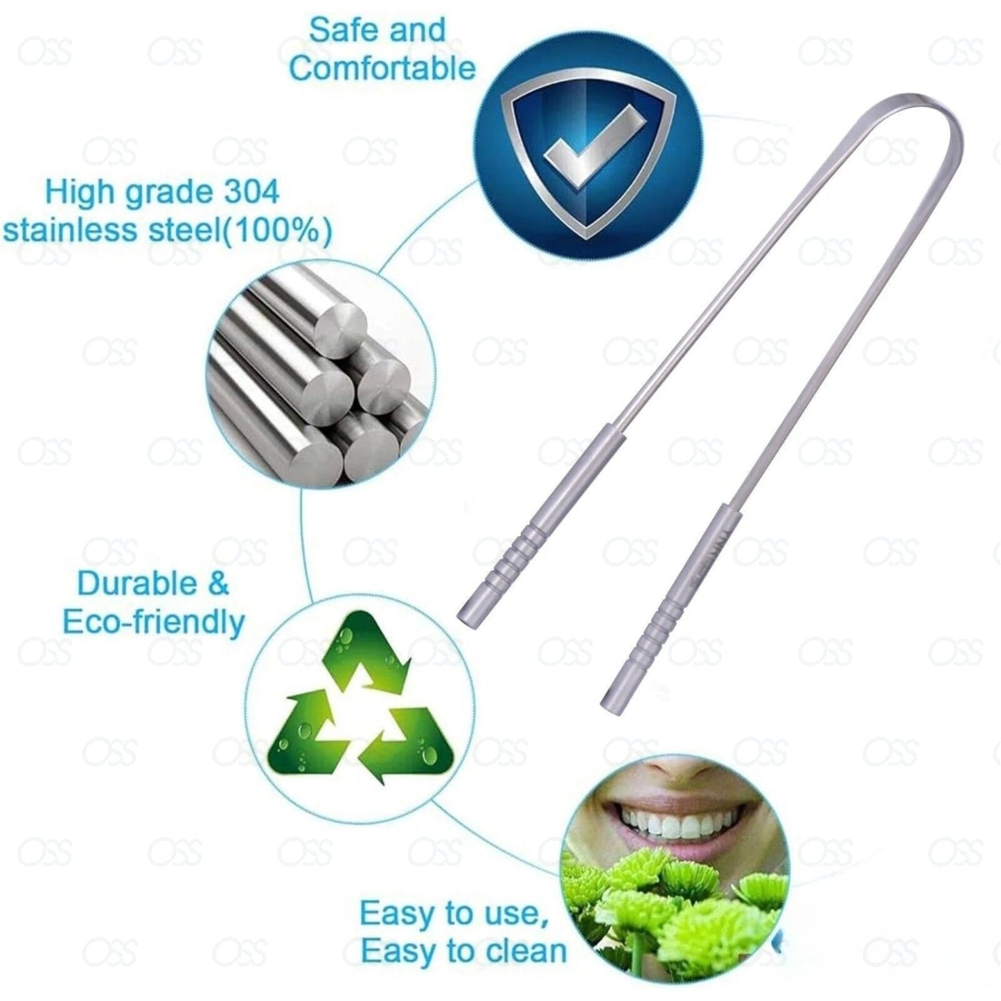Stainless Steel Tongue Tounge Cleaner Scraper Dental Care Hygiene Oral Mouth