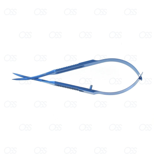 T-140C Vannas Scissors Angled Curved Forceps, Titanium