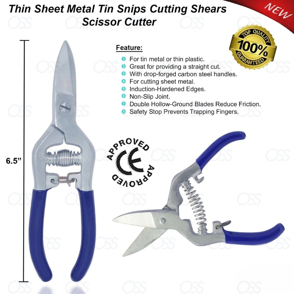 THIN SHEET METAL MESH TIN SNIP 7" STRAIGHT CUTTING SHEAR SCISSOR CUTTER PLASTIC