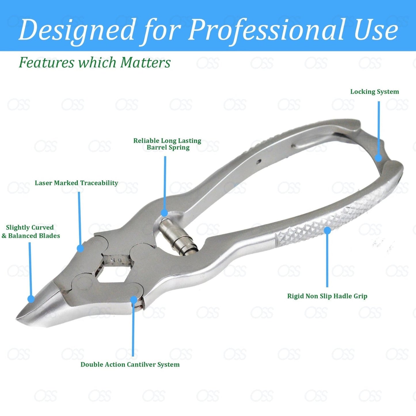 Toenail Clippers Podiatry Tool German Forged – 6 inch Cantilever Nail Nippers to Cut Thick Toe Nails – Hospital Grade – 15cm – Barrel Spring