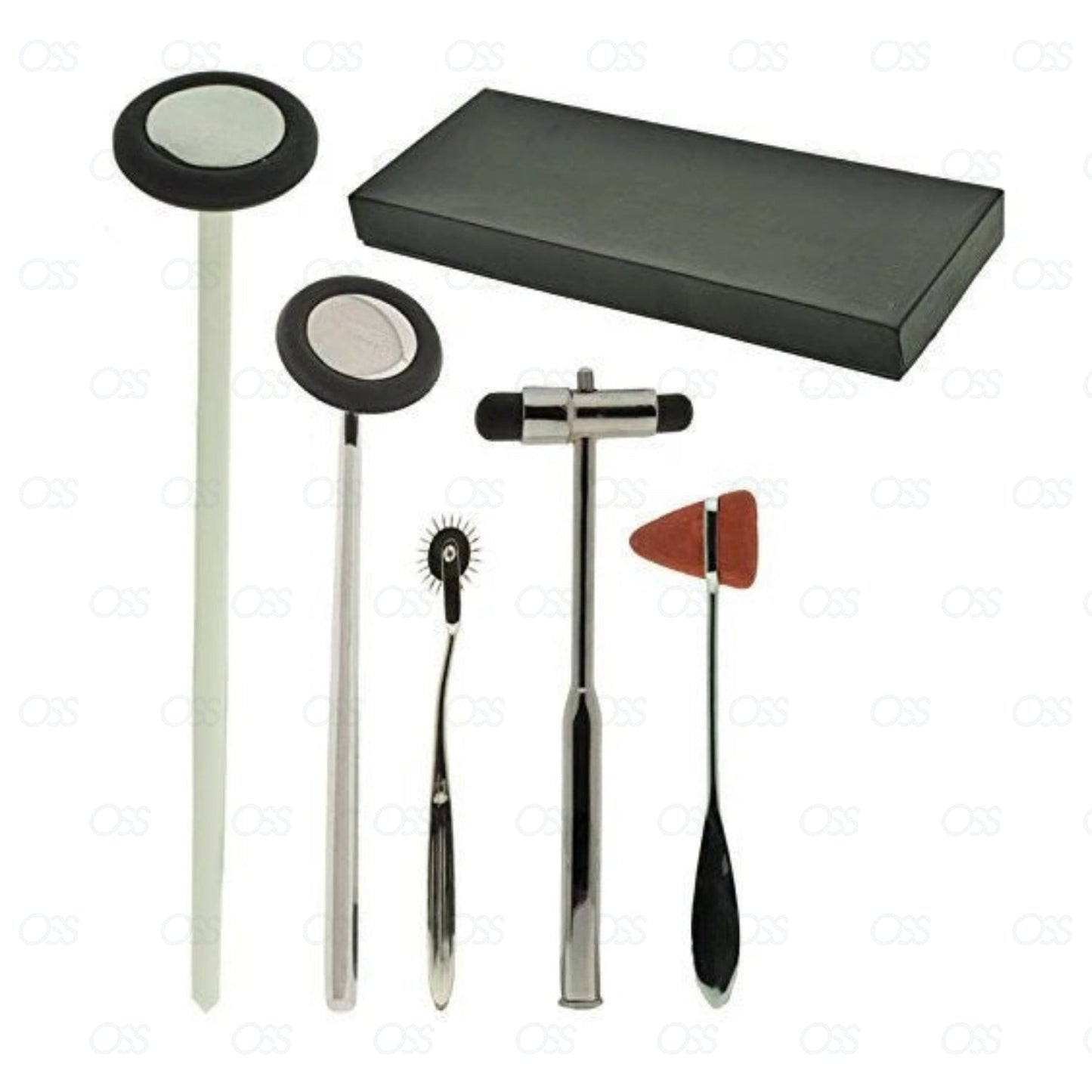 Tromner Neurological Reflex Hammer 5 Piece Set with Box - Wartenberg Pinwheel, Buck Hammer, Taylor Reflex Hammer, Queen Square Hammer and Babinski Hammer - Testing Neurological Reflexes
