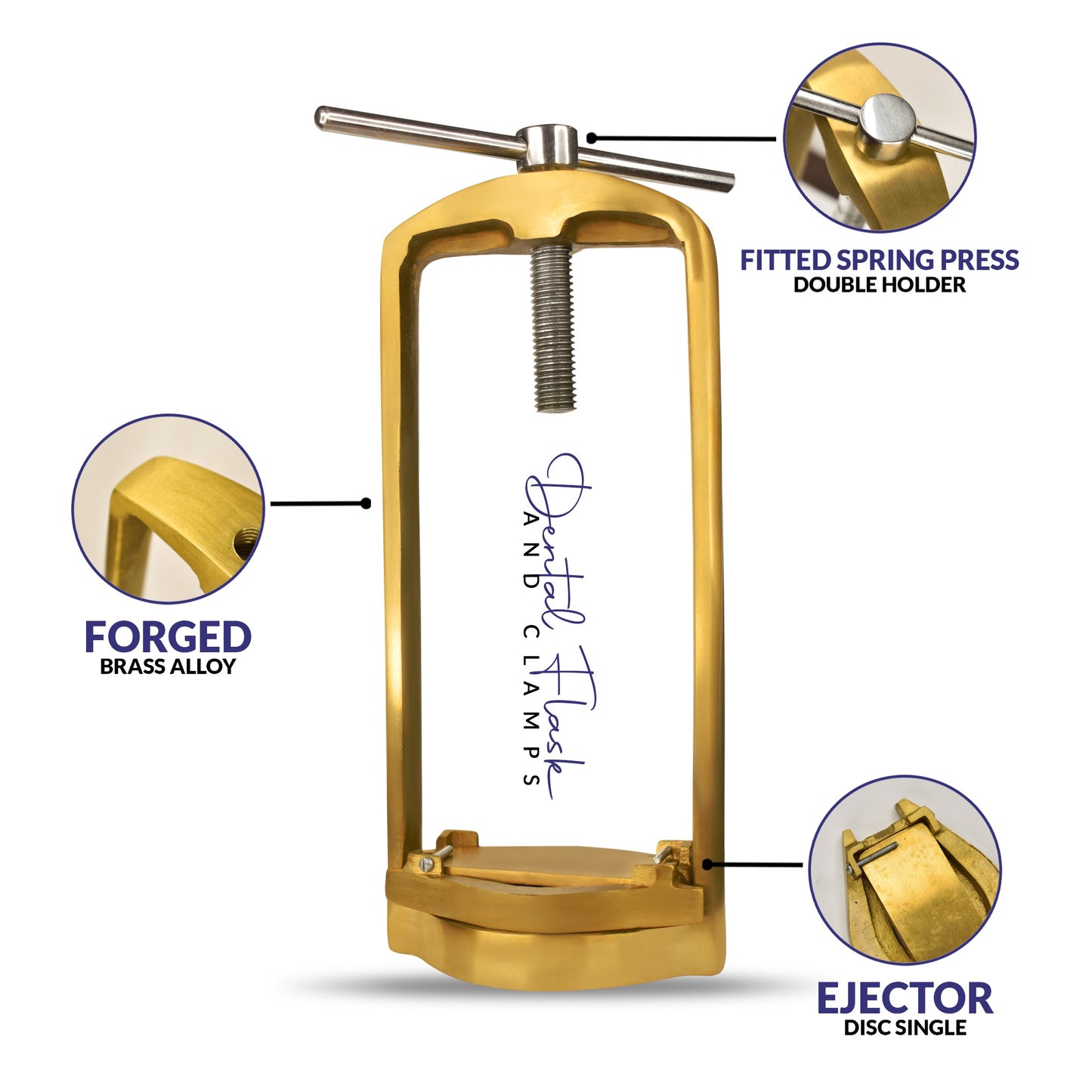Gold dental clamp brass dental laboratory clamp press denture hold 3 flask compressor used for denture molding and dental lab processing
