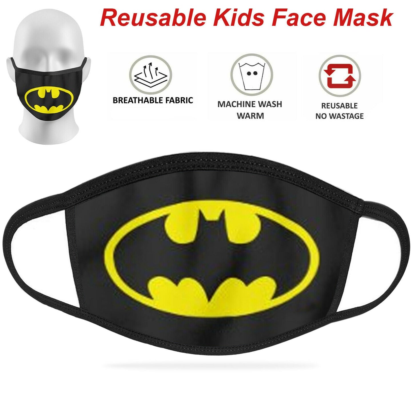 Face Mask Reusable Washable Protective Breathable Covering Adults Kids Cotton
