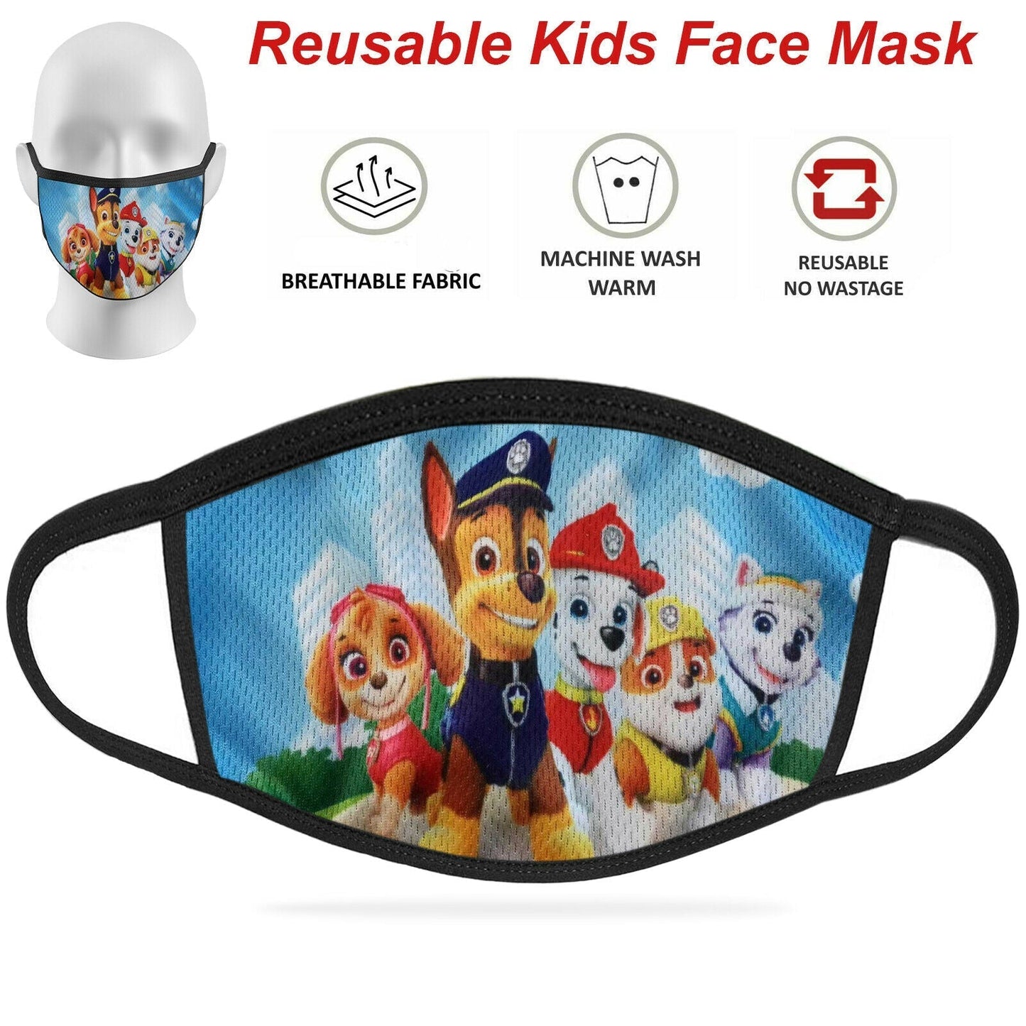Face Mask Reusable Washable Protective Breathable Covering Adults Kids Cotton