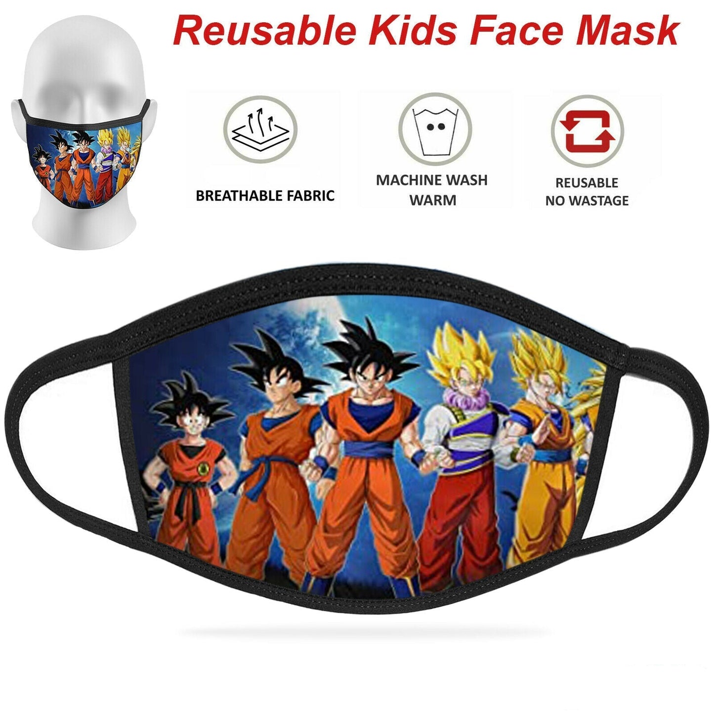 Face Mask Reusable Washable Protective Breathable Covering Adults Kids Cotton