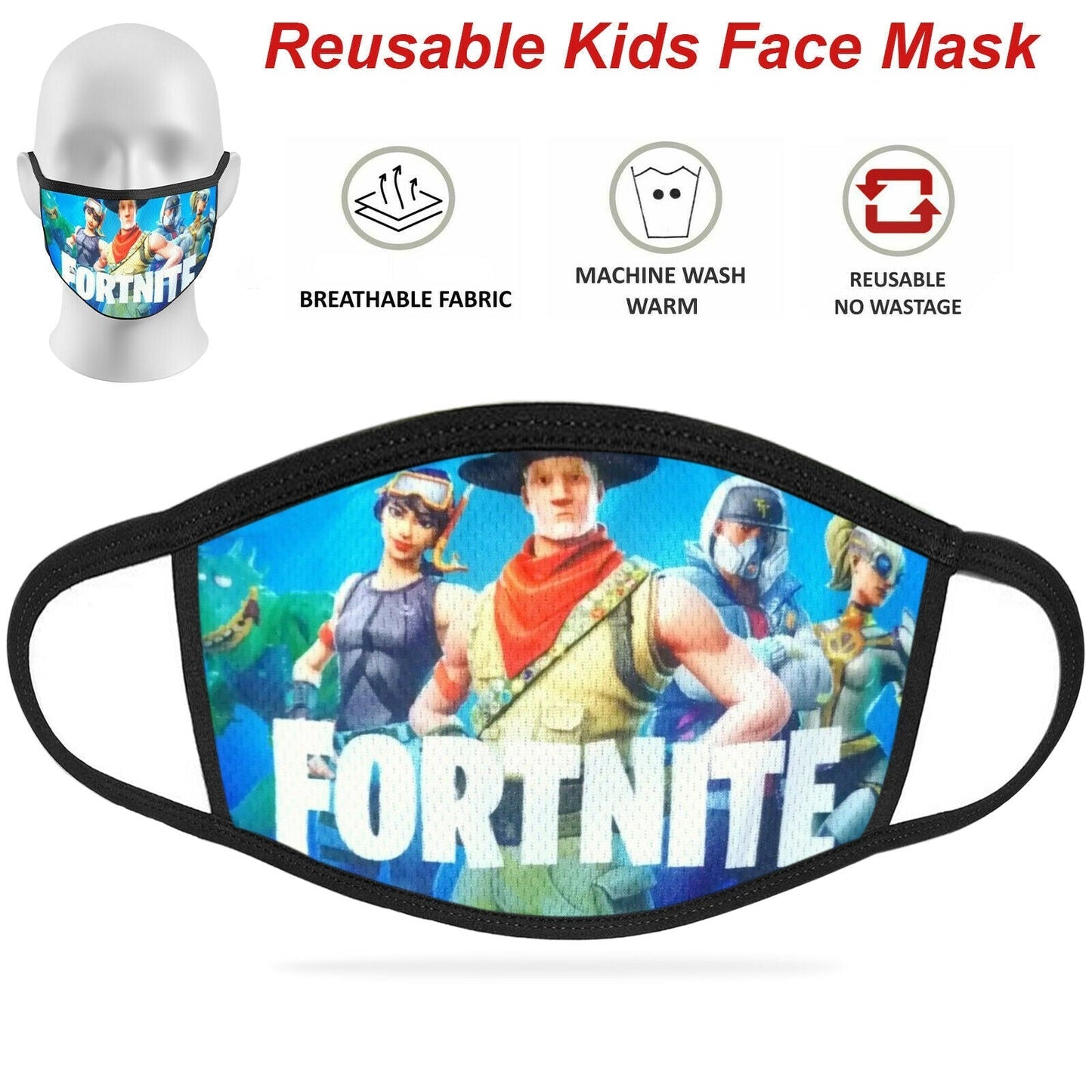 Face Mask Reusable Washable Protective Breathable Covering Adults Kids Cotton