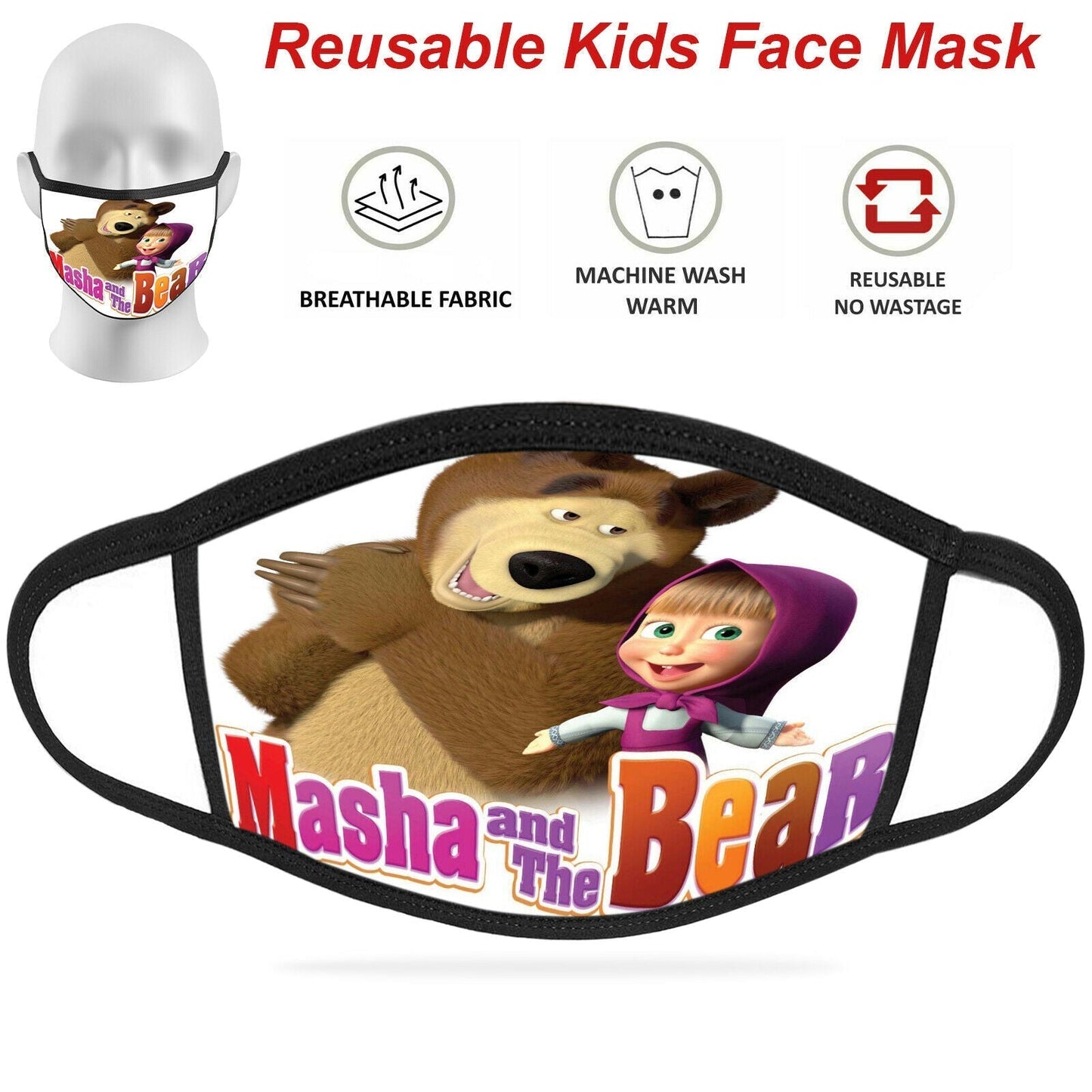 Face Mask Reusable Washable Protective Breathable Covering Adults Kids Cotton