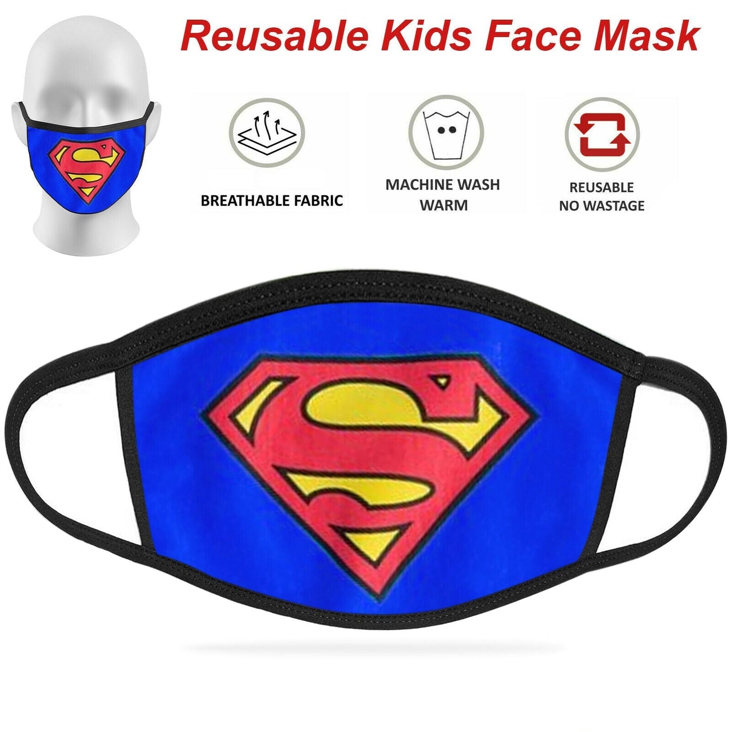 Face Mask Reusable Washable Protective Breathable Covering Adults Kids Cotton