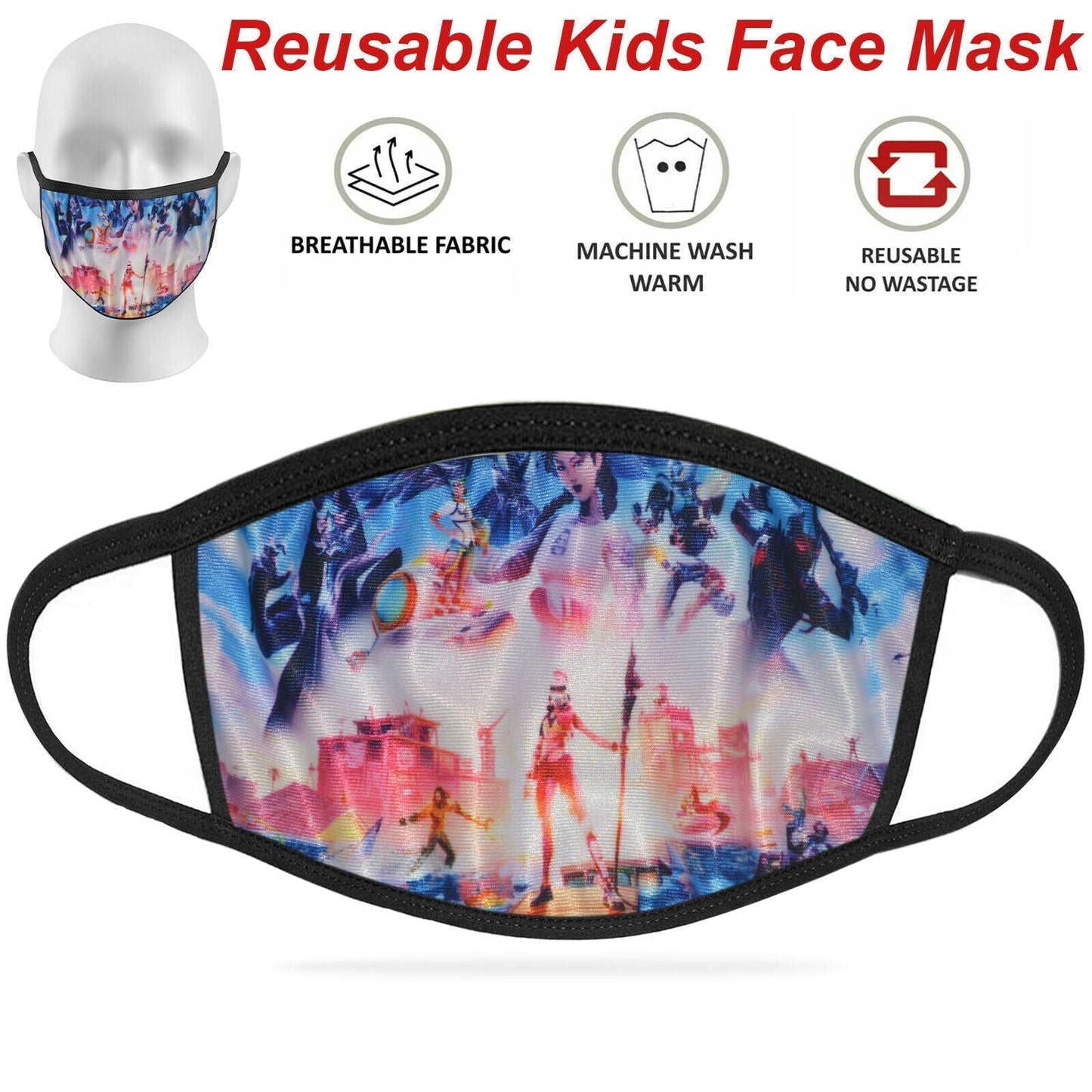 Face Mask Reusable Washable Protective Breathable Covering Adults Kids Cotton