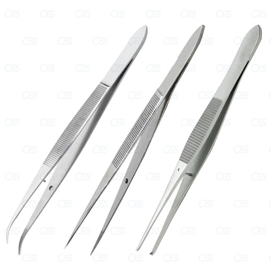 IRIS SERRATED TOOTHED CURVE SURGERY DISSECTING DRESSING FORCEPS TWEEZERS 10 cm