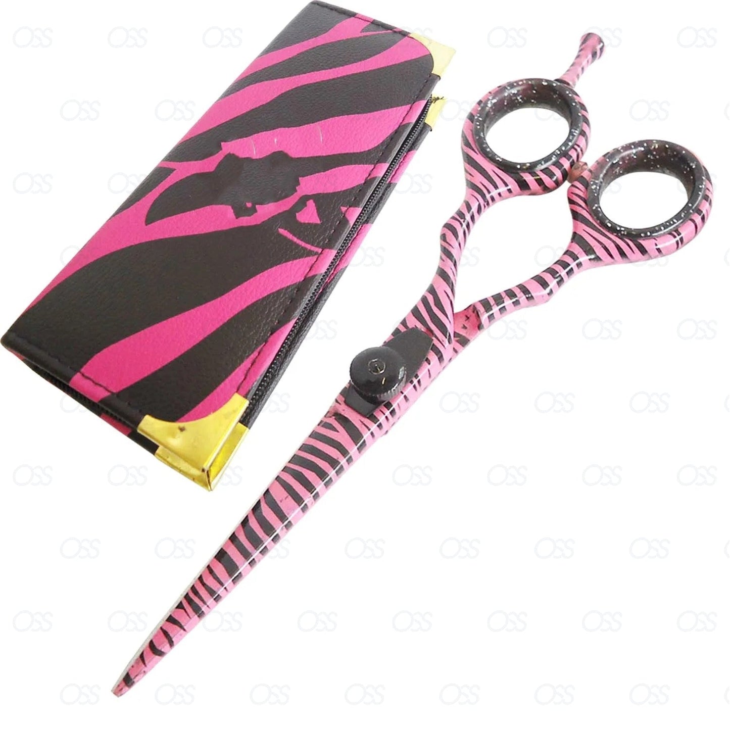 Hairdressing Hair Thinning Scissors 5.5" White Pink Zebra Barber Shears Gift