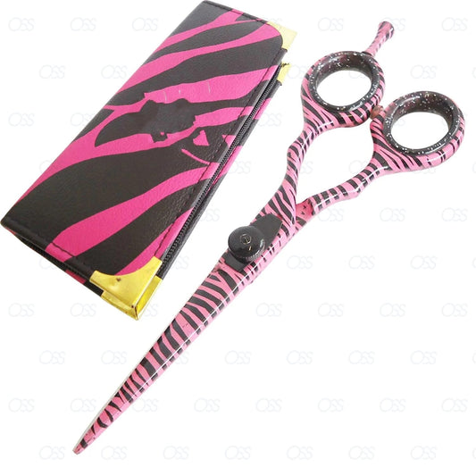 Hairdressing Hair Thinning Scissors 5.5" White Pink Zebra Barber Shears Gift