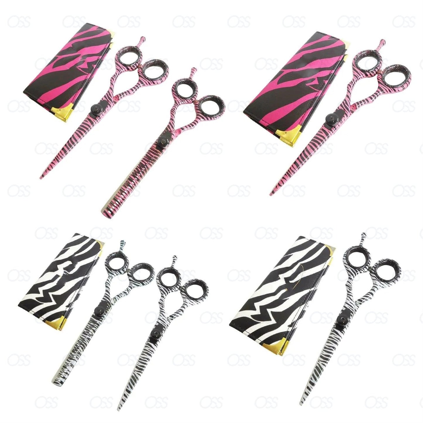 Hairdressing Hair Thinning Scissors 5.5" White Pink Zebra Barber Shears Gift