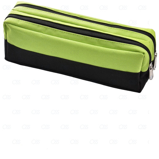 Large Double Zip Fabric Pencil Case - Ideal For School/College/Uni.- Make up Bag