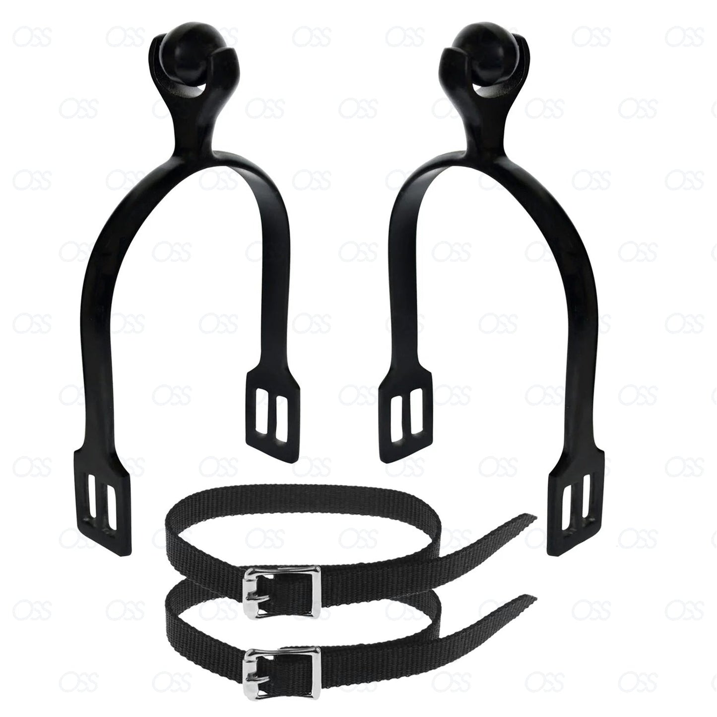 Horse Riding Spur Rider Metal Blunt Rounded End Spurs Steel With Buckle Nylon