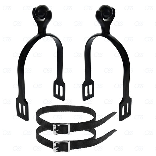 Horse Riding Spur Rider Metal Blunt Rounded End Spurs Steel With Buckle Nylon