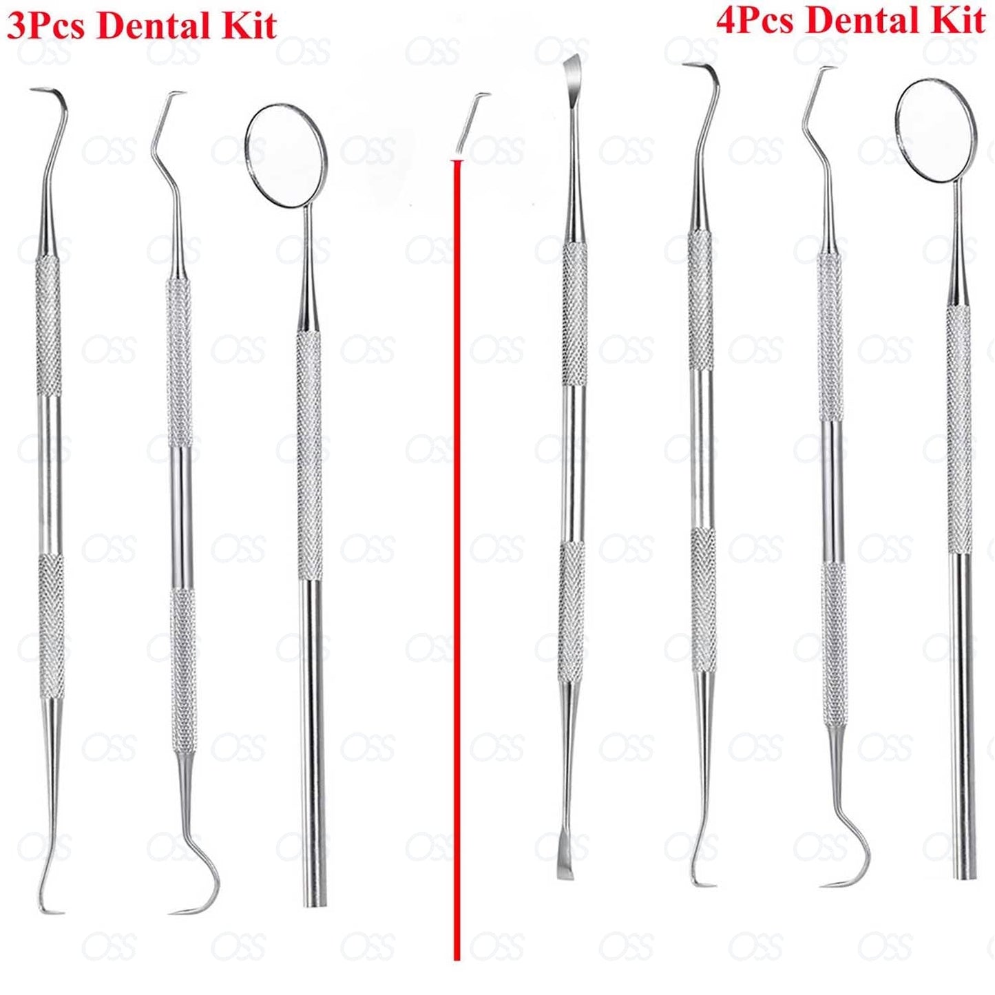 Pro DENTAL 3 / 4 PIECE SCALERS Probe Pick SET + Mouth Mirror STEEL Tool-KIT