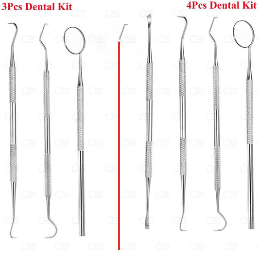 Pro DENTAL 3 / 4 PIECE SCALERS Probe Pick SET + Mouth Mirror STEEL Tool-KIT