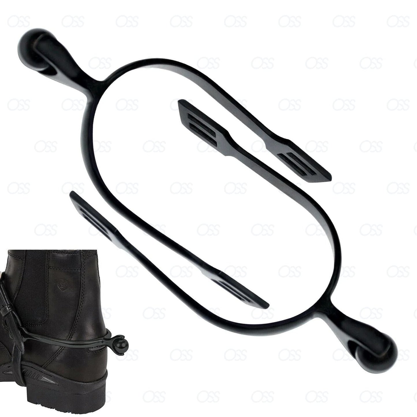 Horse Riding Spur Rider Metal Blunt Rounded End Spurs Steel With Buckle Nylon