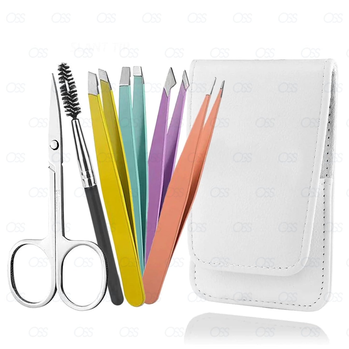 Professional Eyebrow Tweezers Hair Removal Slanted Pluckers Tweezers 6 Pcs Set