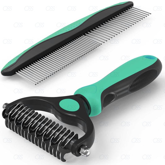 Pet Dog Dematting Comb Grooming Tool Kit, Professional Deshedding Comb Undercoat Rake, Remove Loose Knots