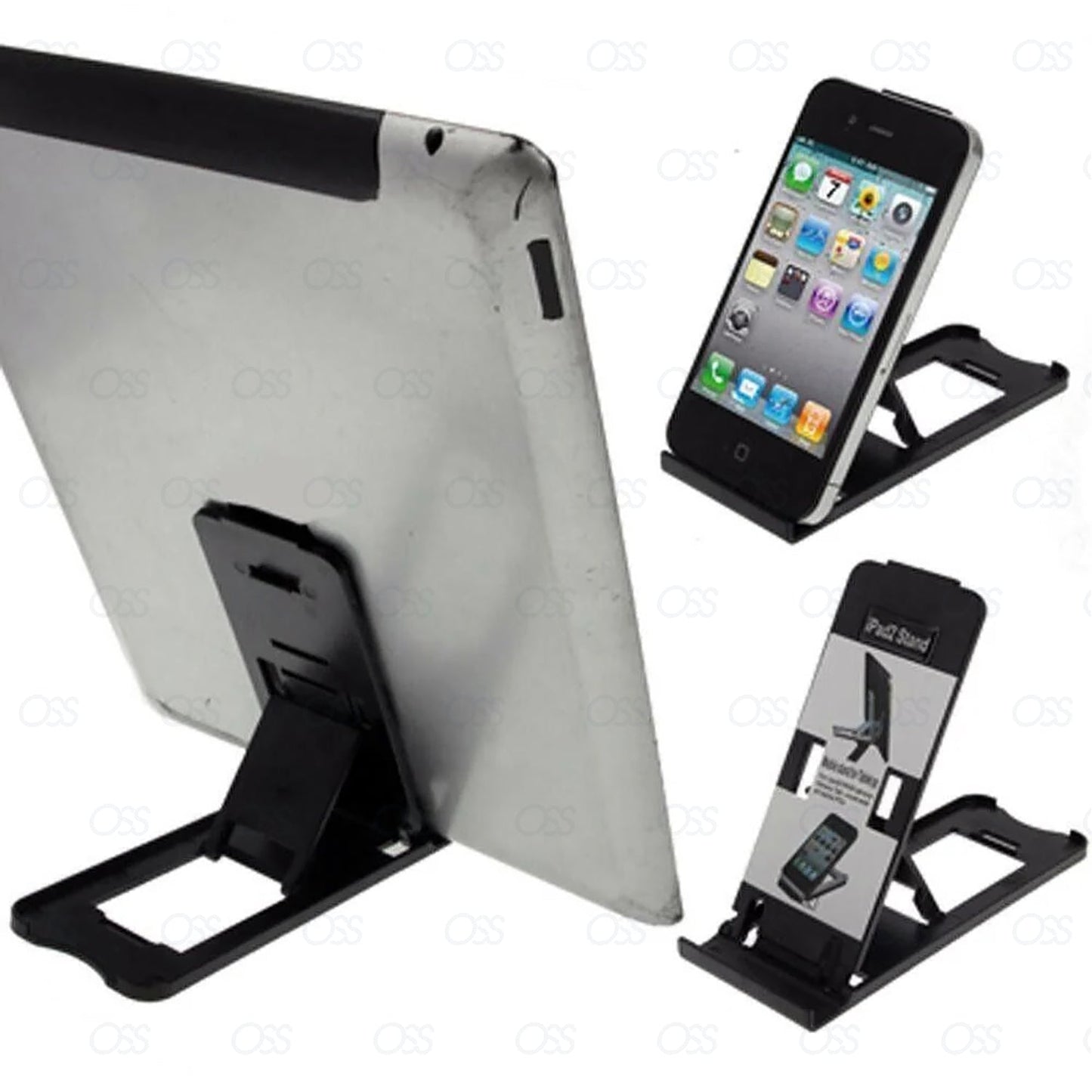 iPad Tablet iPhone Desk Stand Mobile Adjustable Folding Portable Holder Black